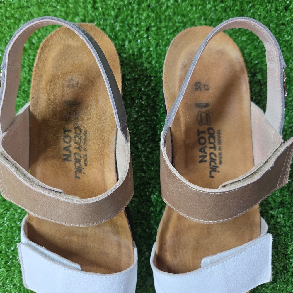 NOAT Eliana Leather Sandals Womens size EU 38 U.S. 7 White & Tan - Picture 2 of 9